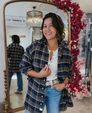 Shirley Oversized Navy & Brown Plaid