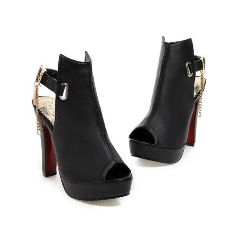 Shoes Women Pumps Spring Peep Toe Gladiator Chunky High Heels Platform Female Chains Sequined Yellow