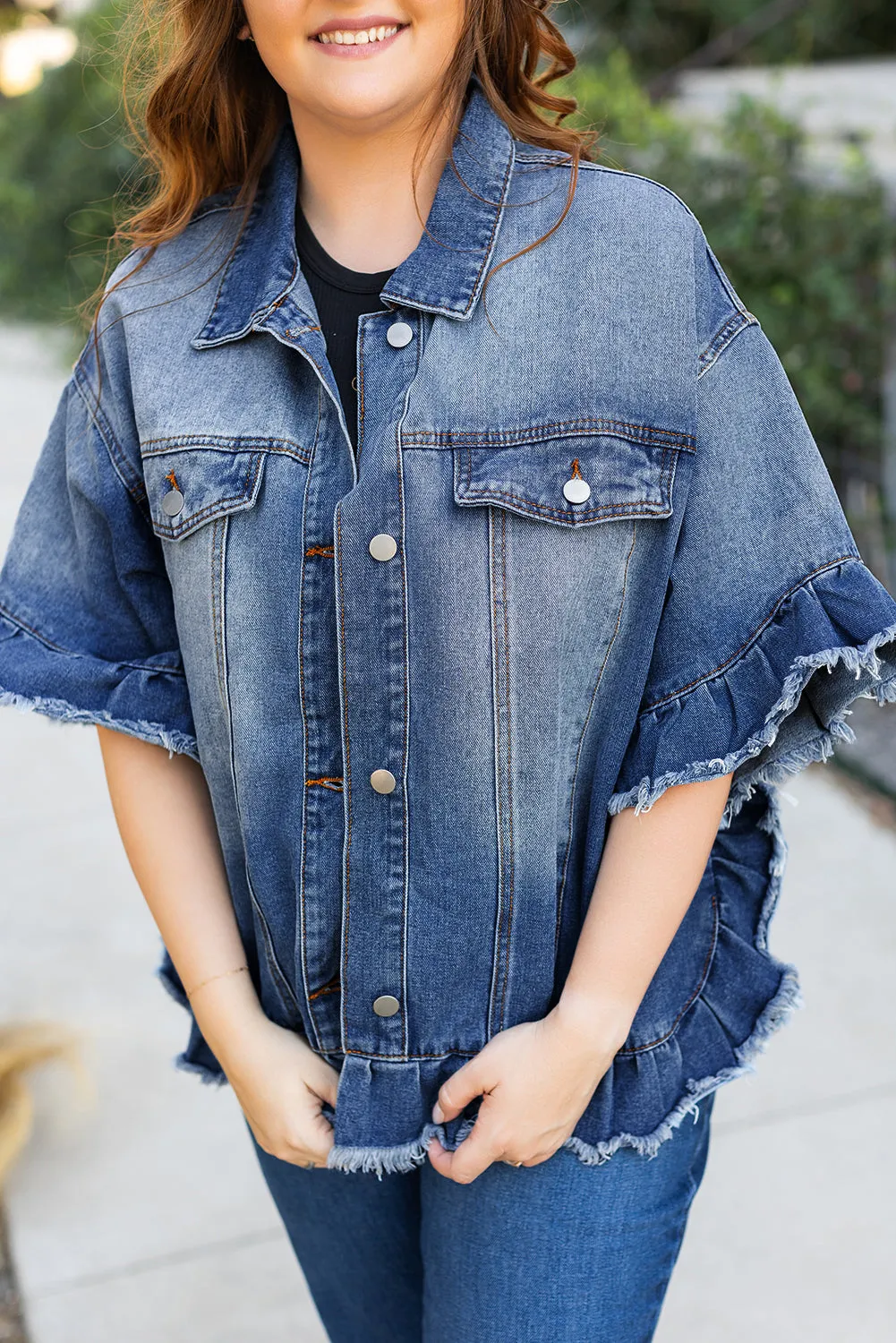 Short Sleeve Plus Size Denim Jacket