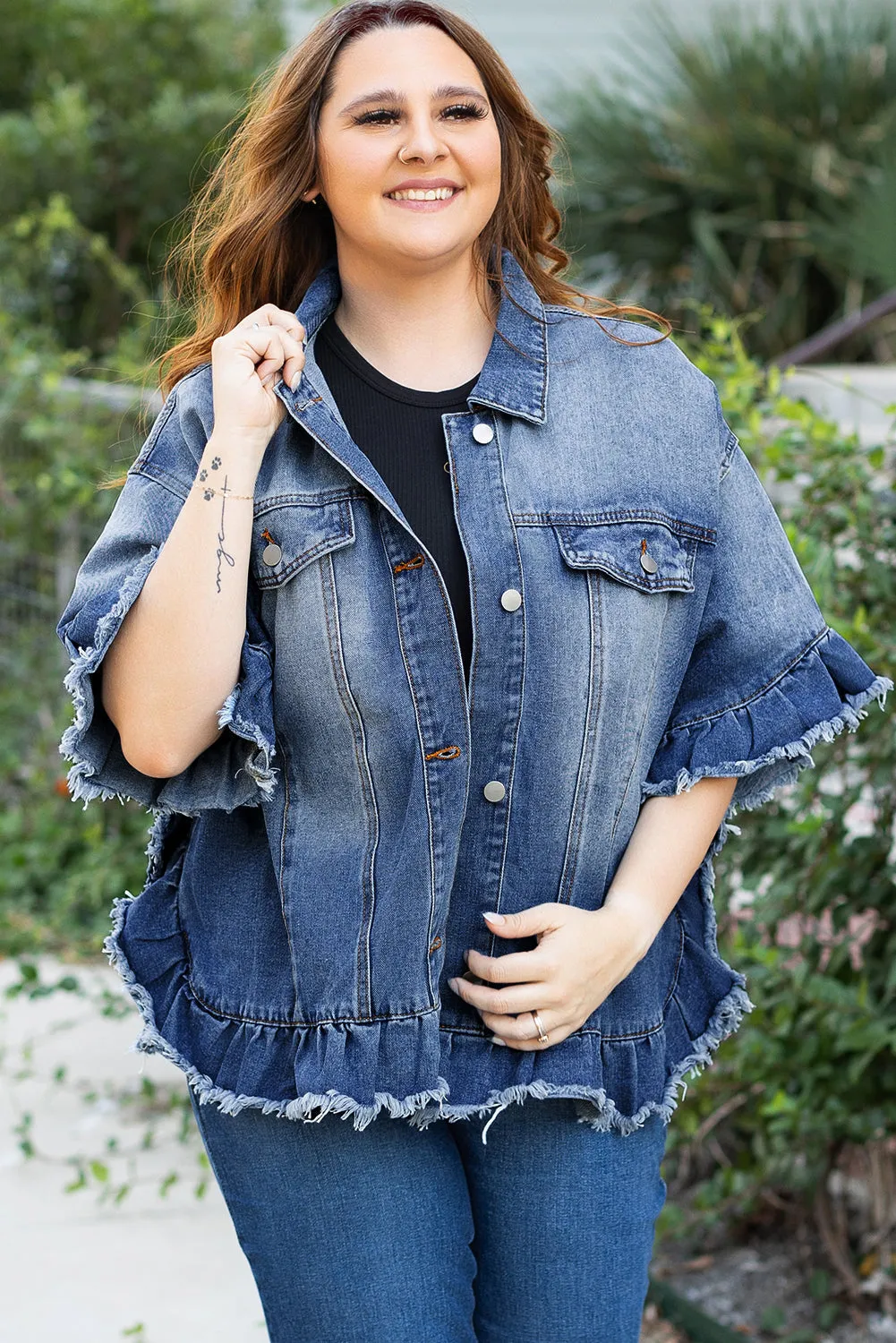 Short Sleeve Plus Size Denim Jacket