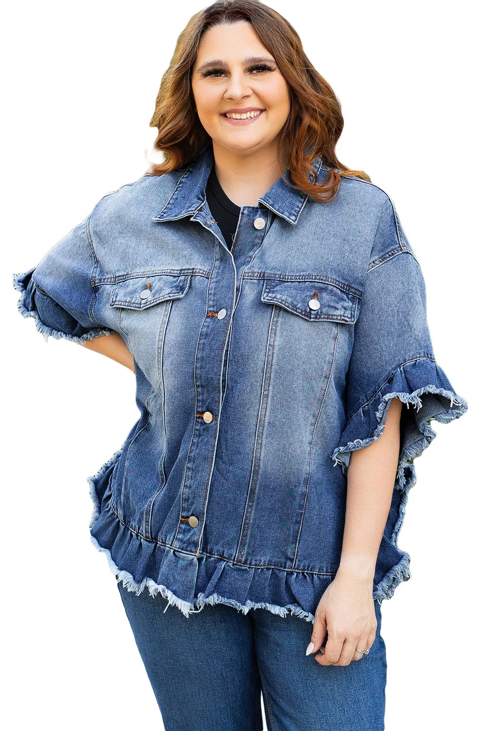 Short Sleeve Plus Size Denim Jacket
