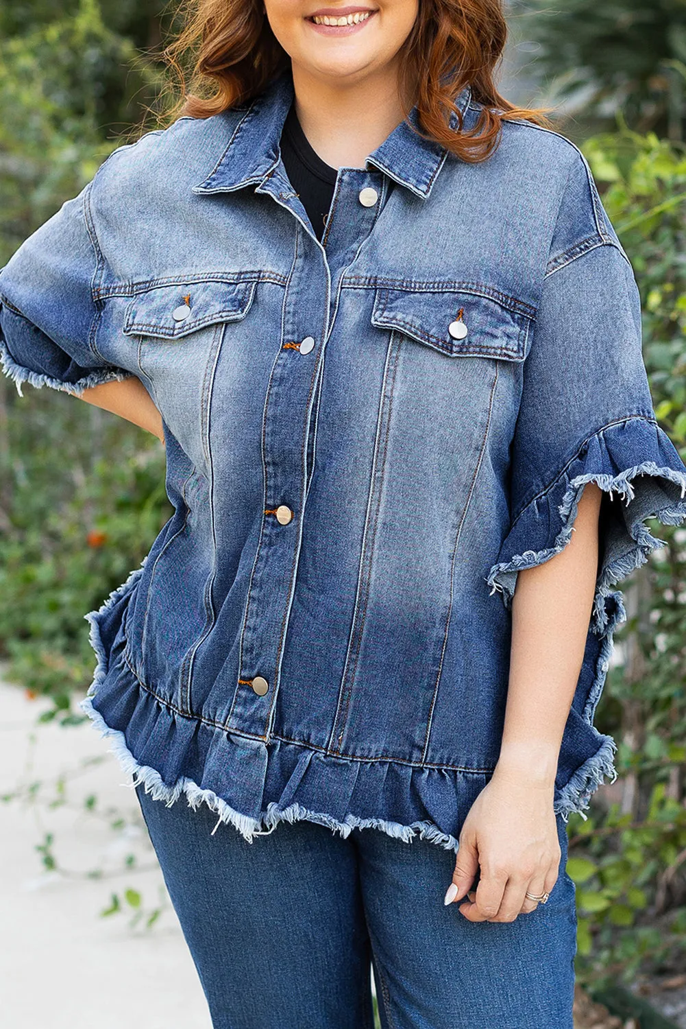 Short Sleeve Plus Size Denim Jacket