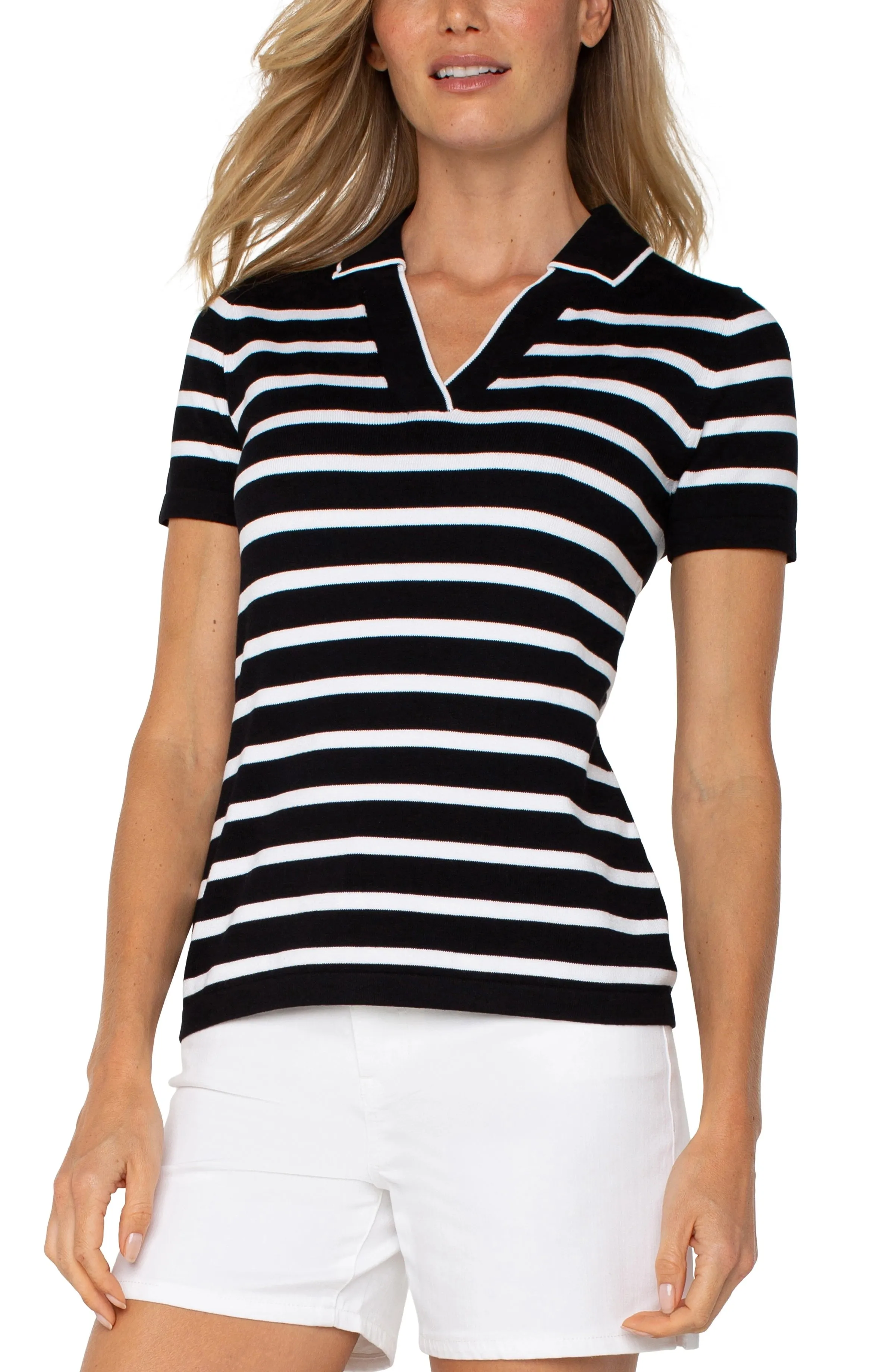 Short-Sleeve Stripe Sweater