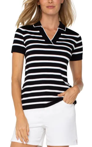 Short-Sleeve Stripe Sweater