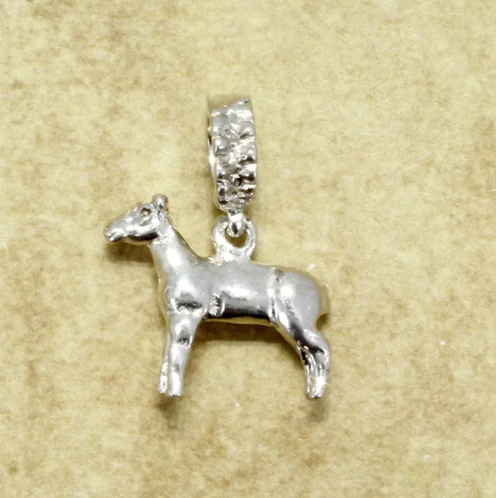 Show Lamb Slide Charm in 925 Sterling Silver
