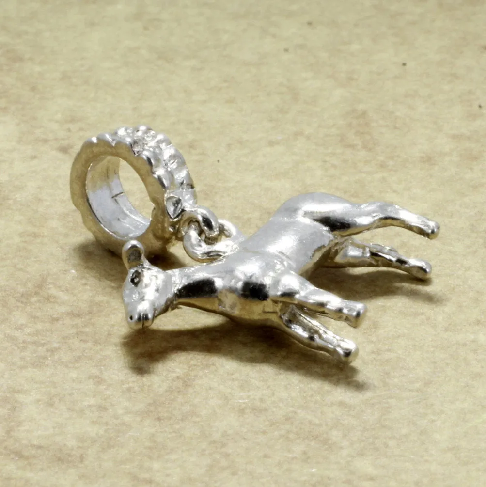 Show Lamb Slide Charm in 925 Sterling Silver