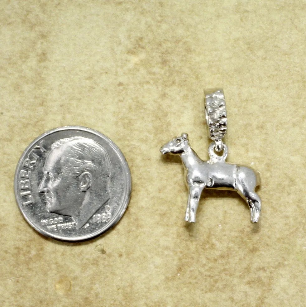 Show Lamb Slide Charm in 925 Sterling Silver