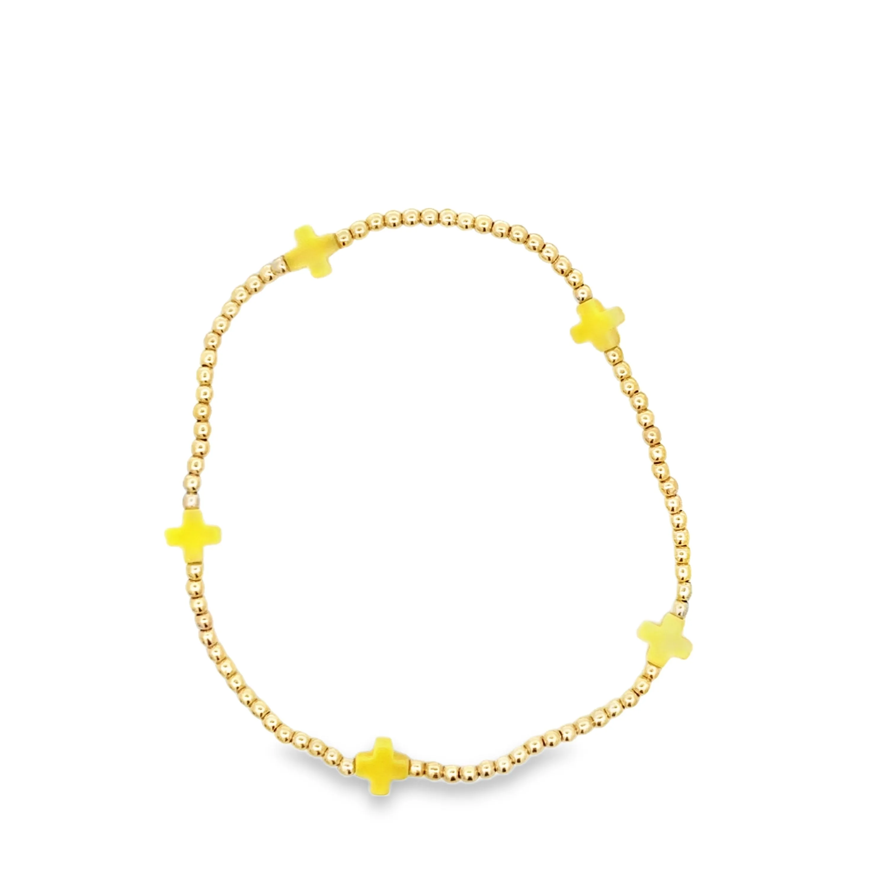 Signature Cross Small Gold Pattern 2mm Bead Bracelet