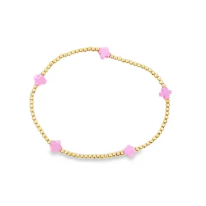 Signature Cross Small Gold Pattern 2mm Bead Bracelet