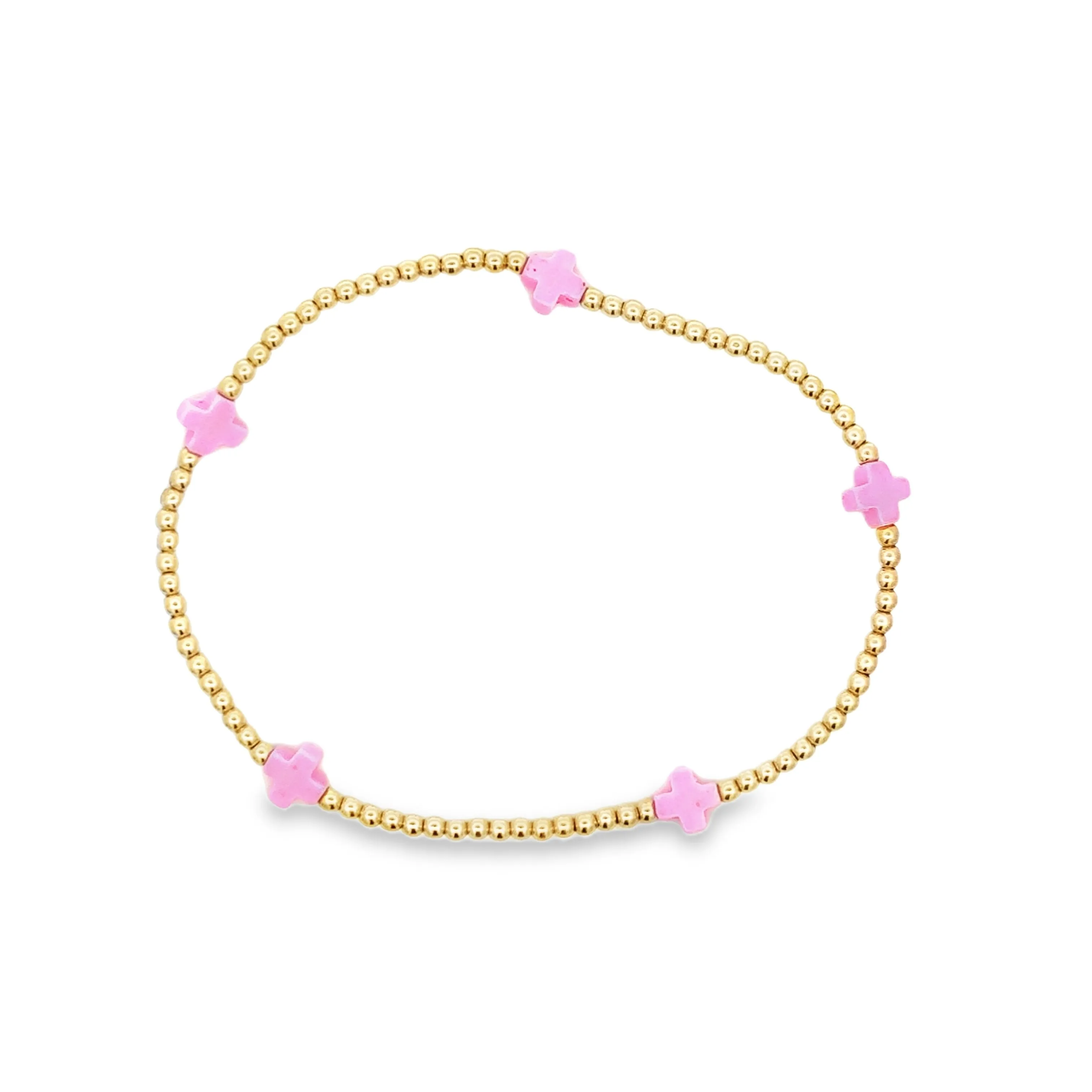 Signature Cross Small Gold Pattern 2mm Bead Bracelet