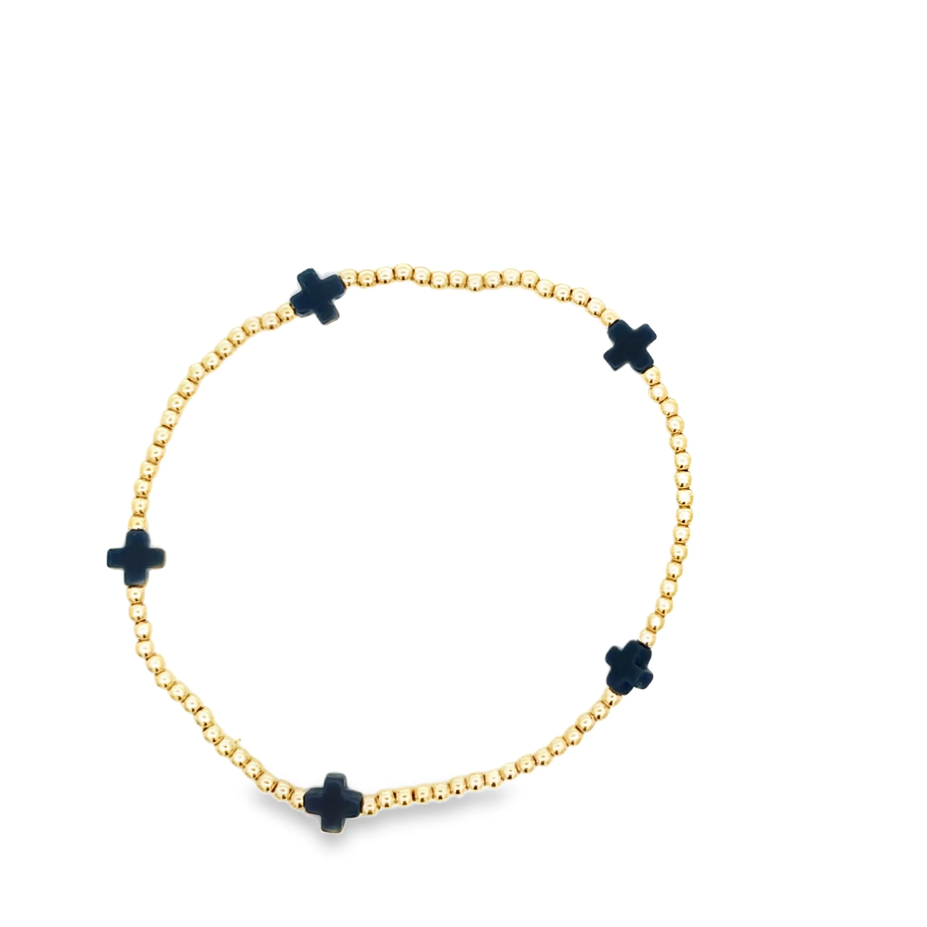 Signature Cross Small Gold Pattern 2mm Bead Bracelet