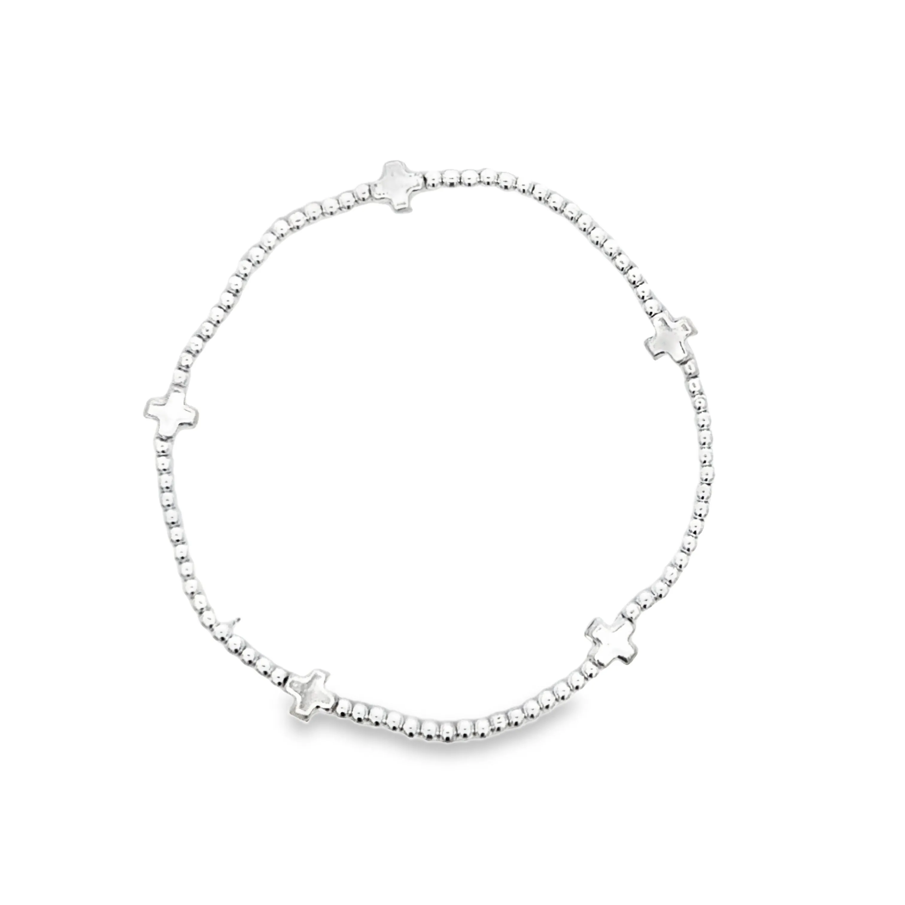 Signature Cross Small Gold Pattern 2mm Bead Bracelet