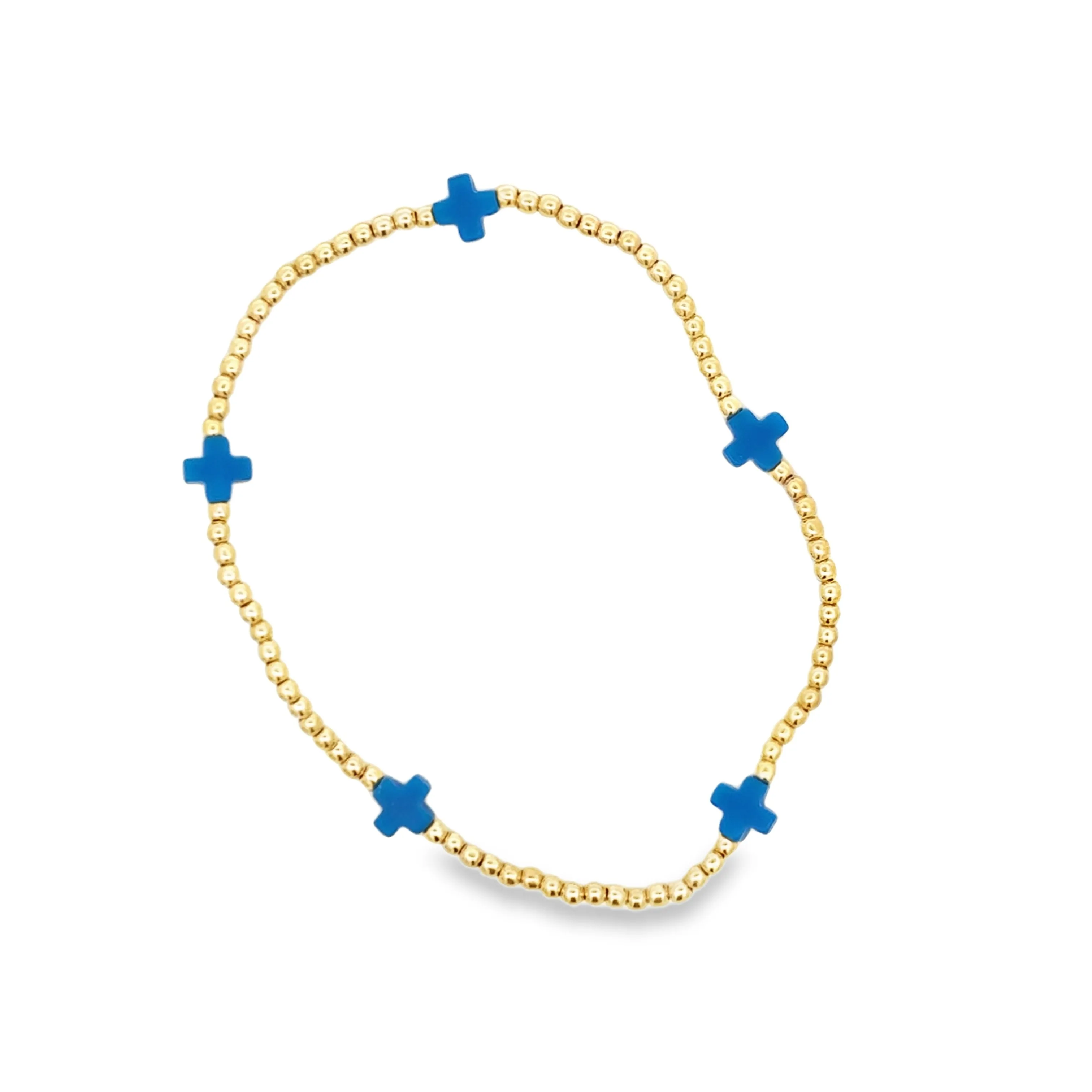 Signature Cross Small Gold Pattern 2mm Bead Bracelet