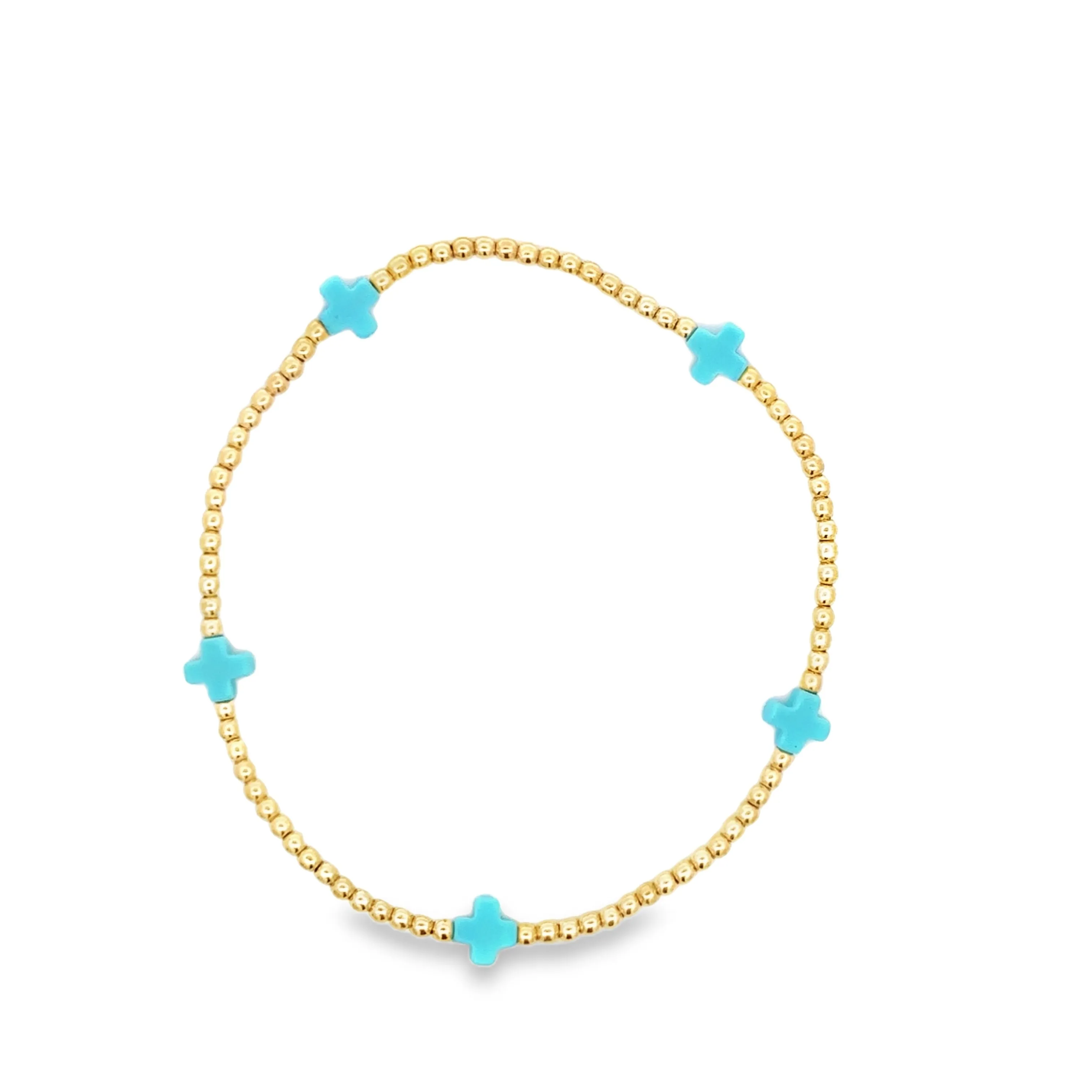 Signature Cross Small Gold Pattern 2mm Bead Bracelet