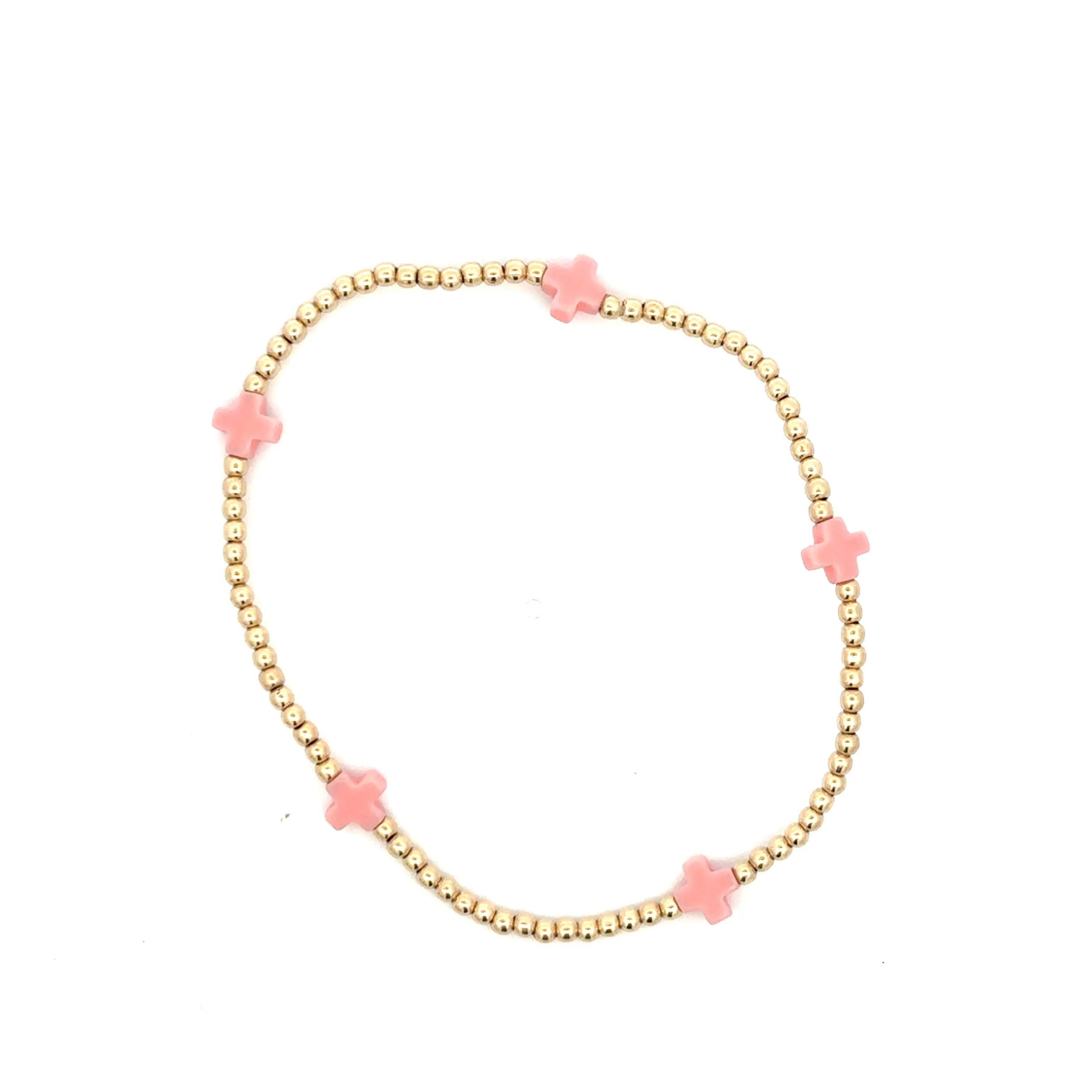 Signature Cross Small Gold Pattern 2mm Bead Bracelet