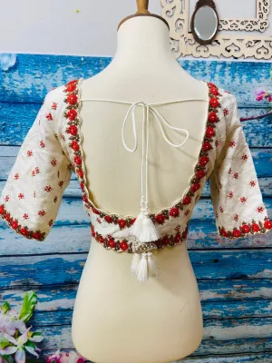 Silk Saree Blouse | Silk Blouse | zardhosi work Blouse | Green Saree Blouse | Stitched Saree Blouse | Honeybee Handlooms