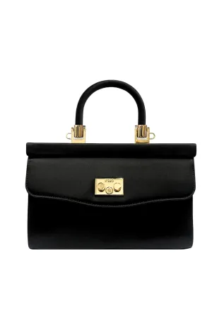 Silk Satin Top Handle Bag | Black