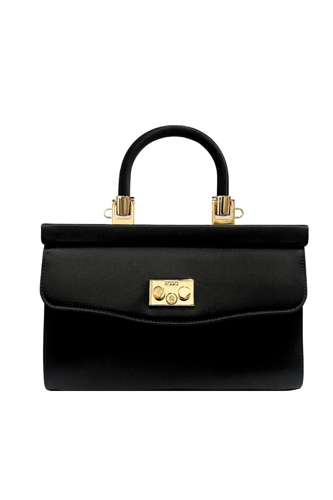 Silk Satin Top Handle Bag | Black