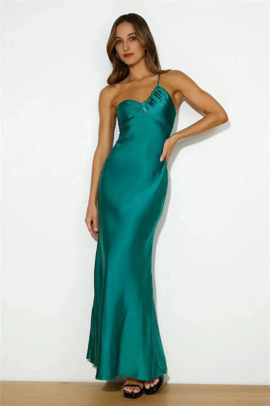 Silk Statement Satin Maxi Dress Teal