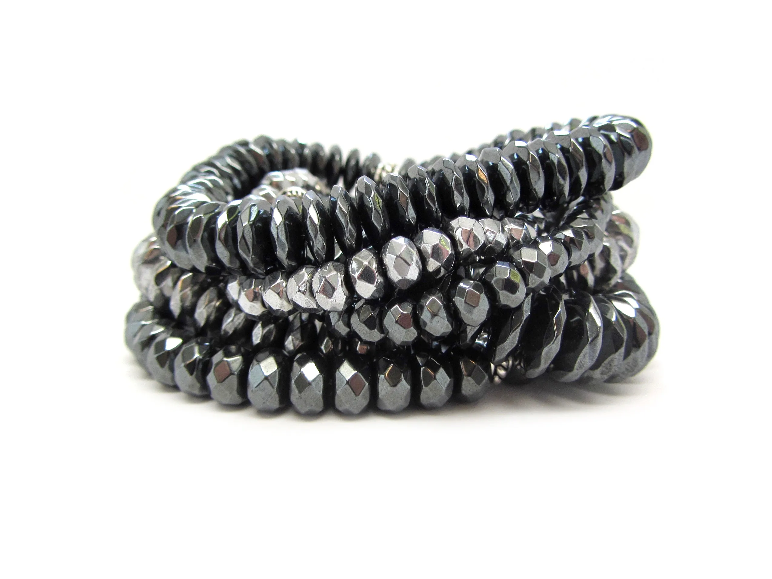Silver & Gunmetal Hematite Super Stack of 6