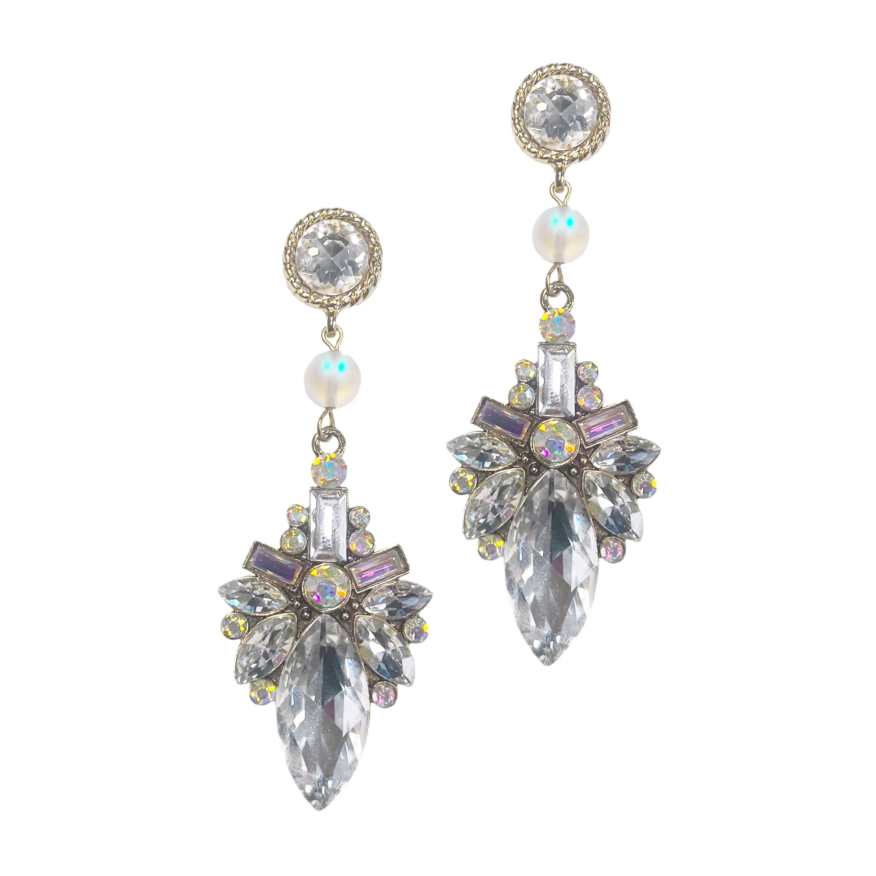 Silver and Crystal Chandelier Earrings: Silver / One Size
