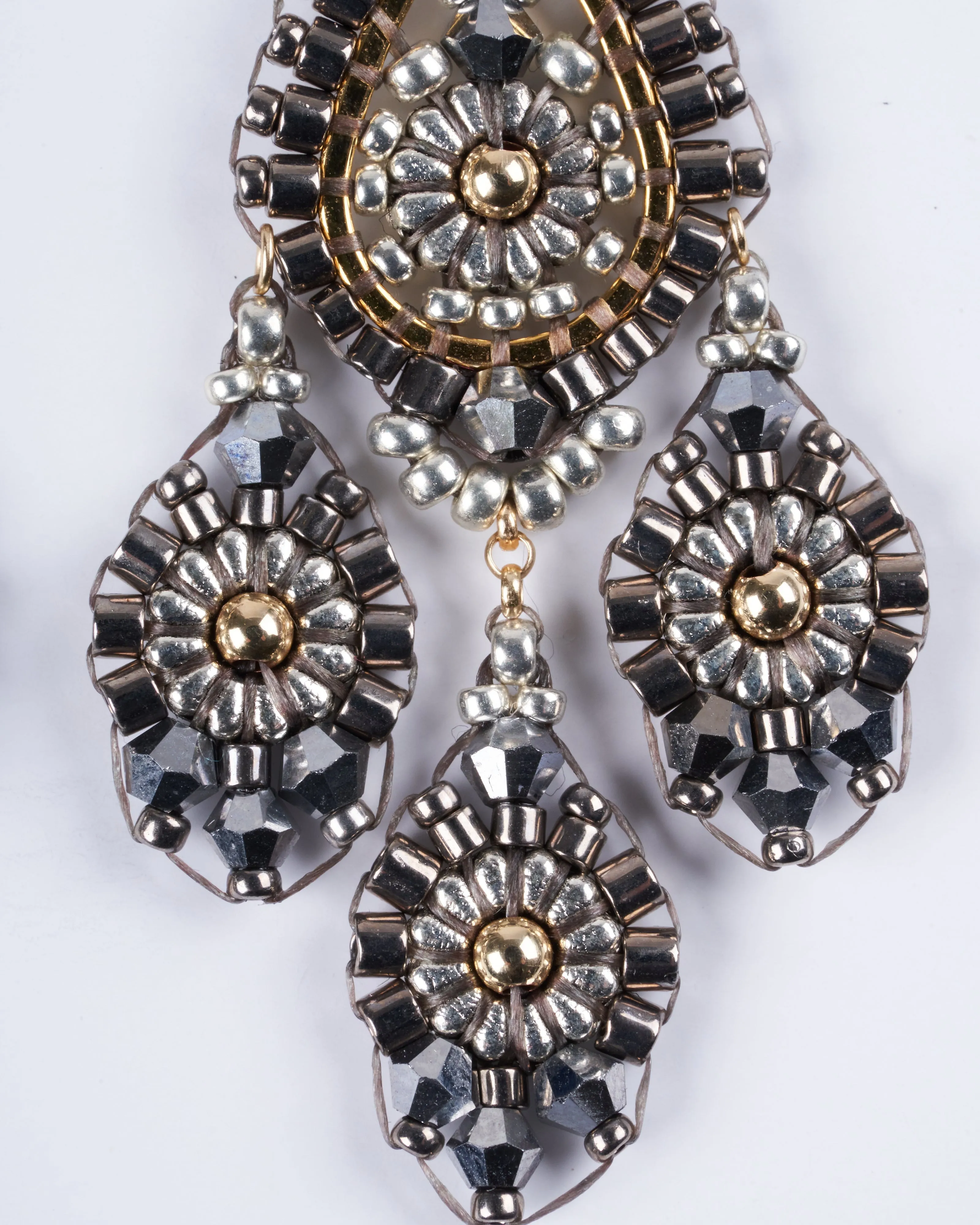 silver and gold post with small drops - silver and gold