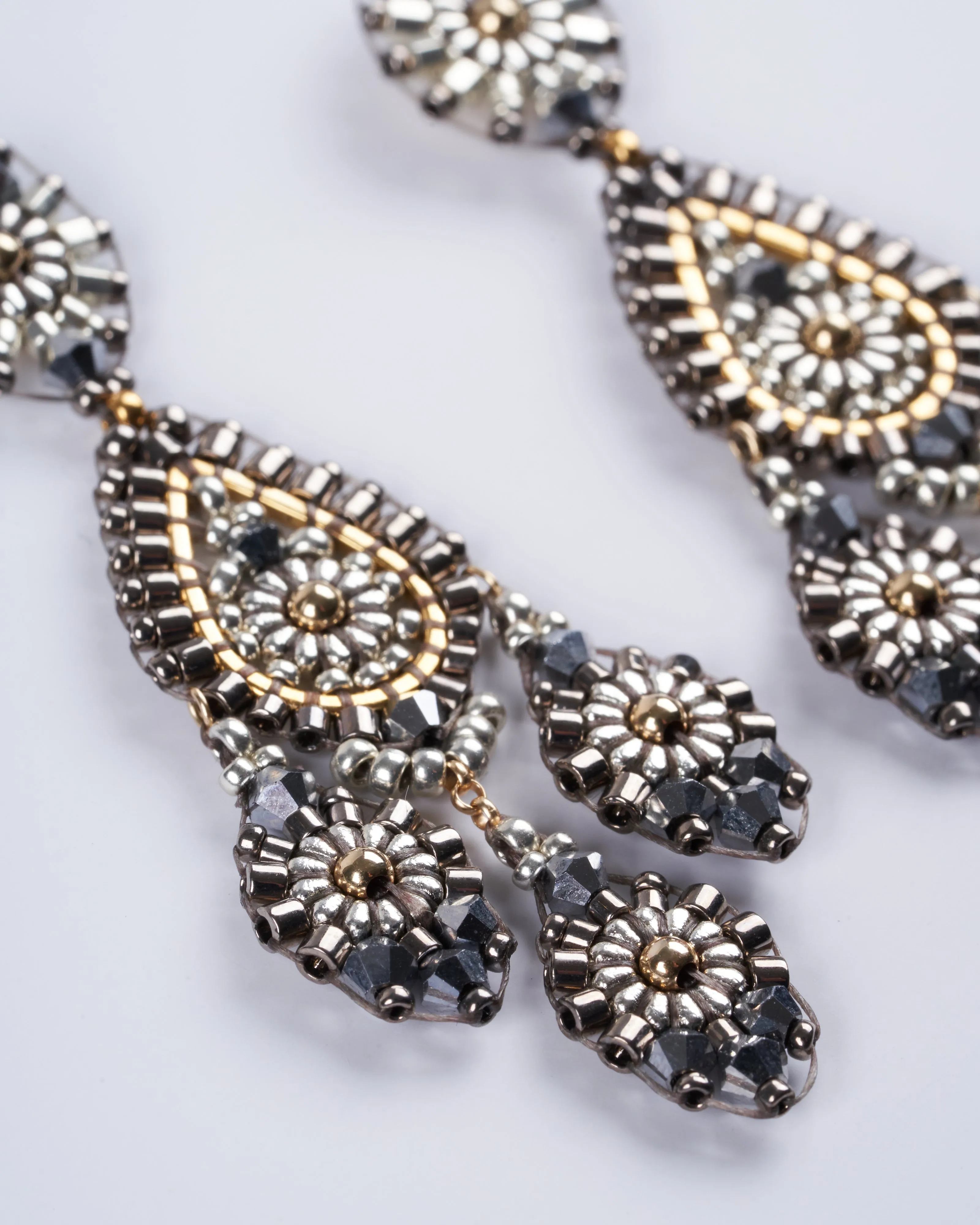 silver and gold post with small drops - silver and gold