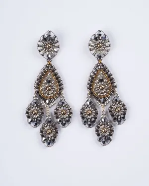 silver and gold post with small drops - silver and gold