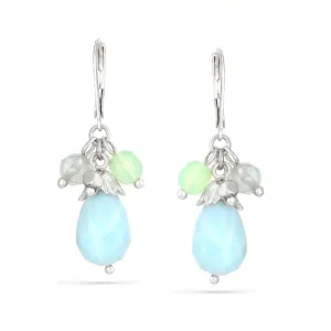 SILVER AQUA MARINE DROP EARRINGS #203GN3301 (5F10/10G2)