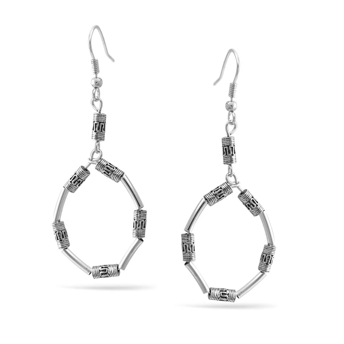SILVER BEADS DROP EARRINGS #GLE1369RHD (HD6)