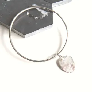 Silver Charm Pendant Bracelet  - Argentium Silver Bangle - Nickel Free
