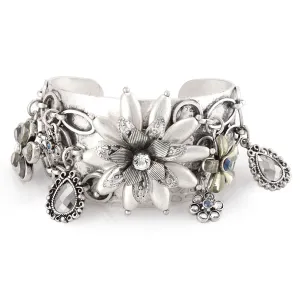 SILVER CRYSTAL CHARM CUFFF BRACELETS #243BL2201 (10D2)