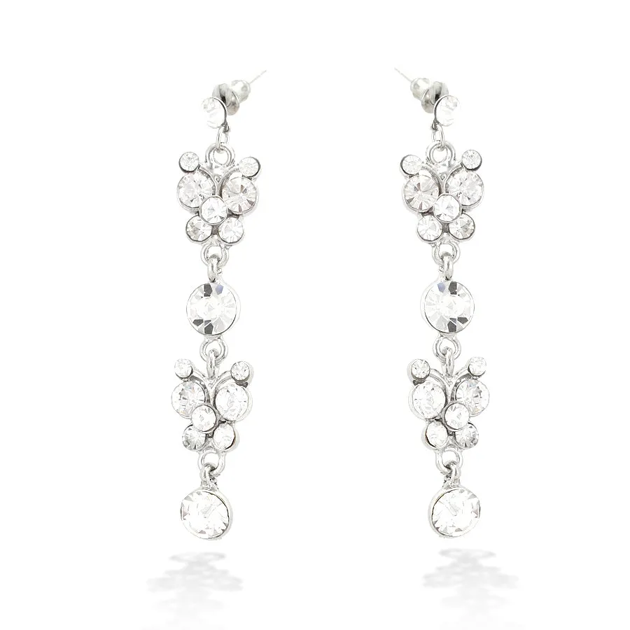 SILVER CRYSTAL EARRINGS  #FW5521-R-01 (OE24)