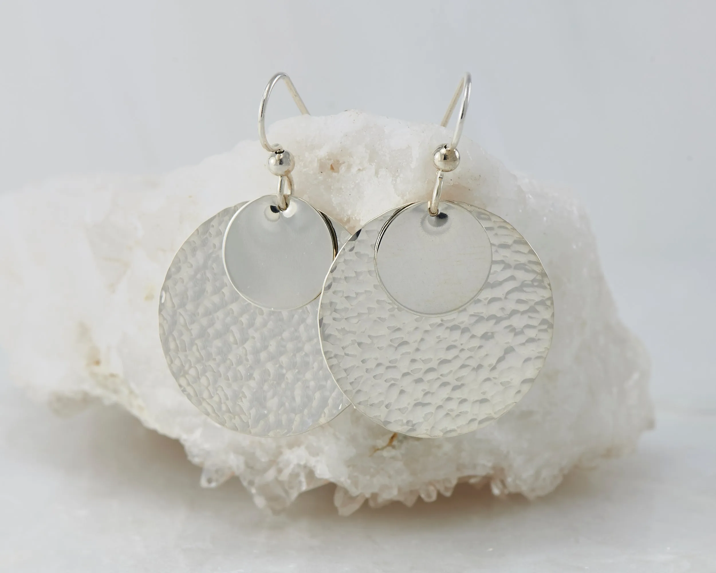 Silver Dangle Discs Earrings