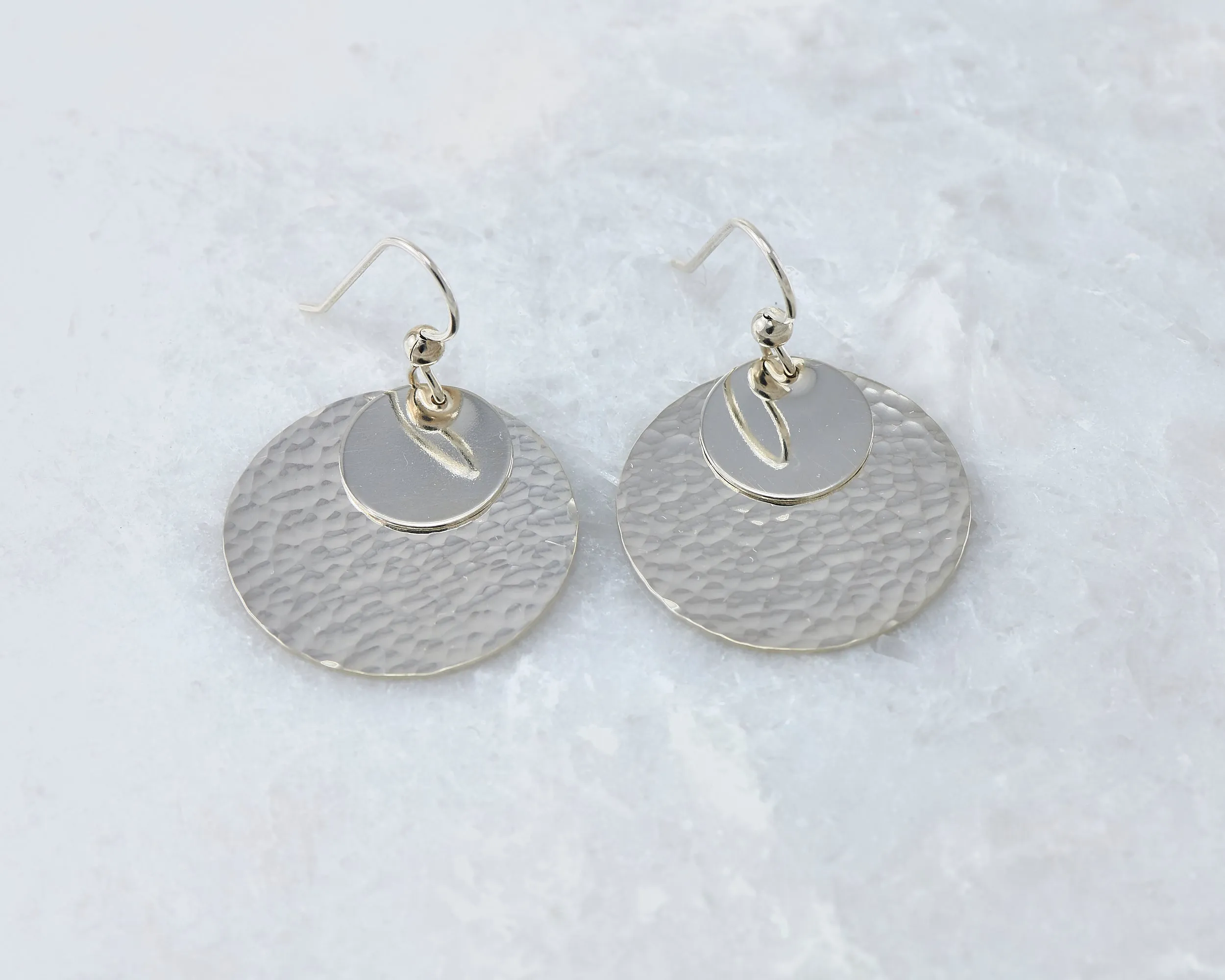 Silver Dangle Discs Earrings