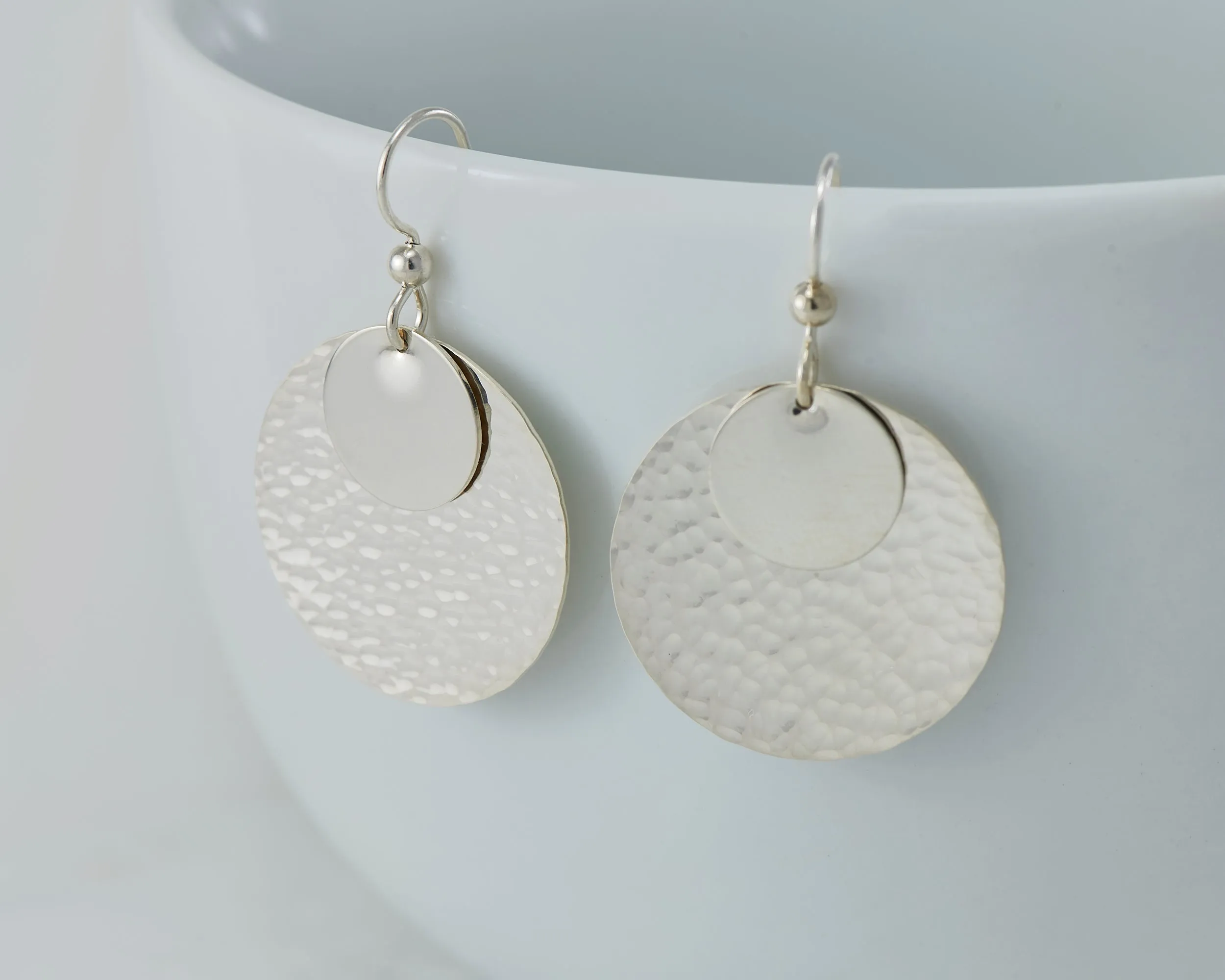 Silver Dangle Discs Earrings