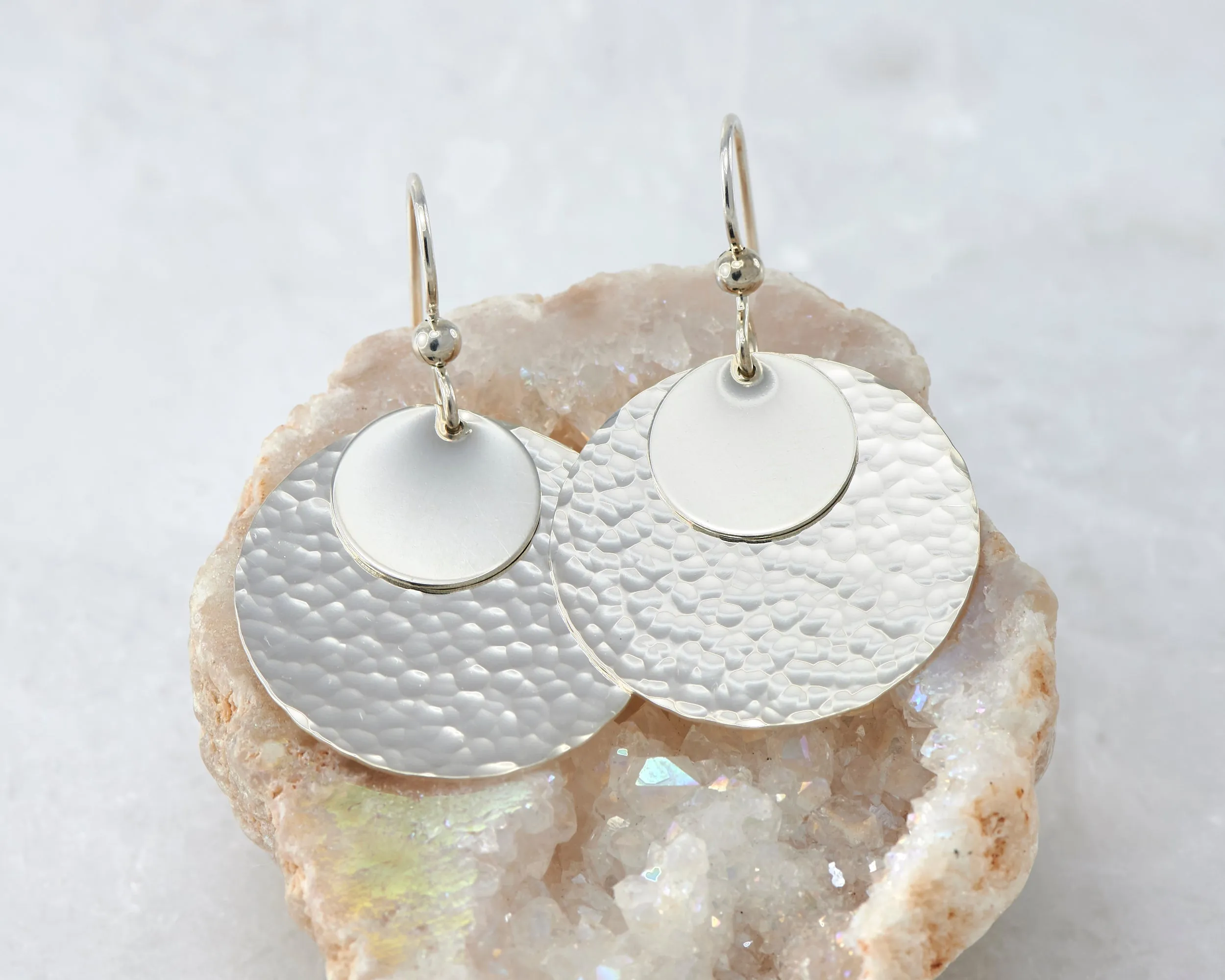 Silver Dangle Discs Earrings