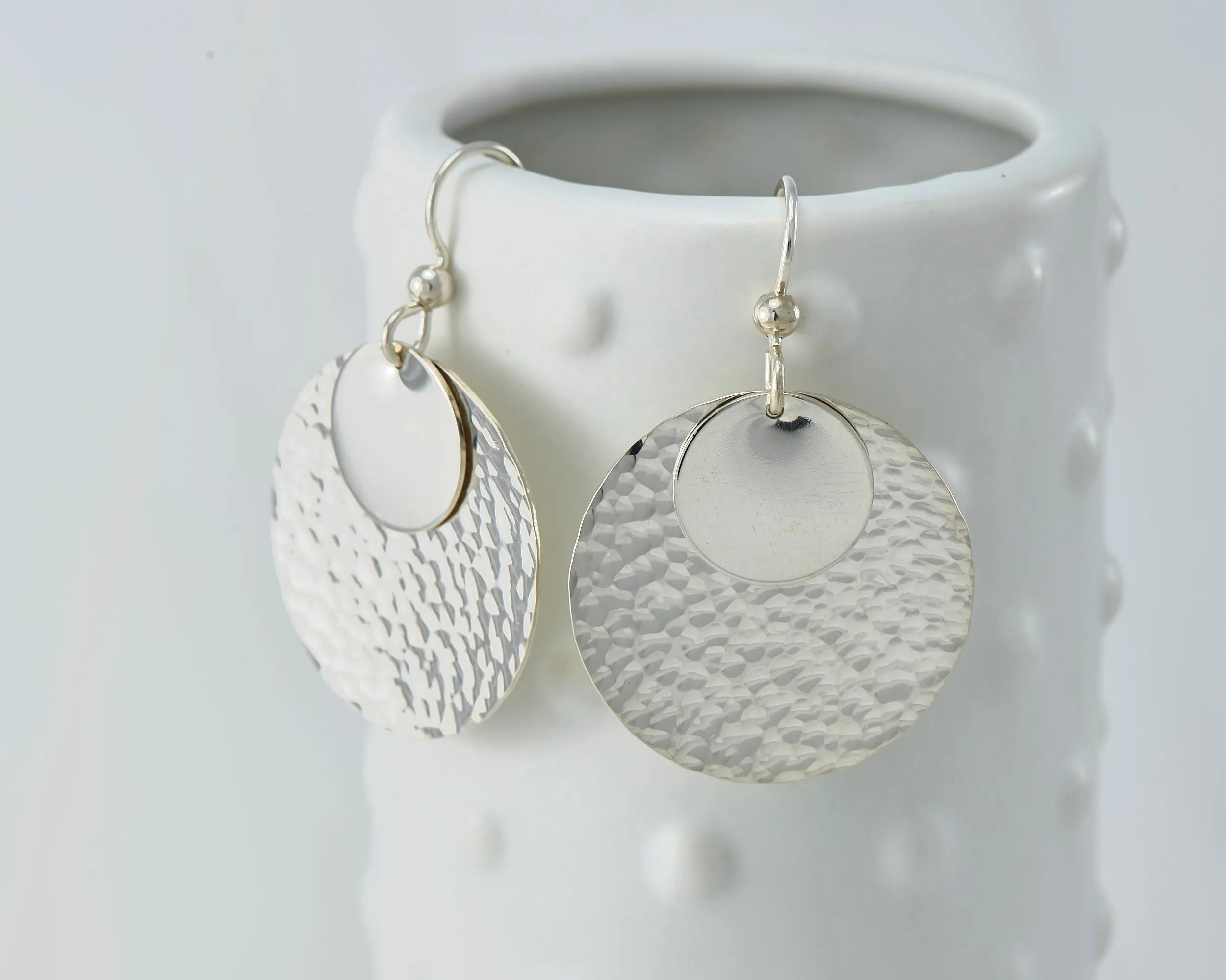 Silver Dangle Discs Earrings