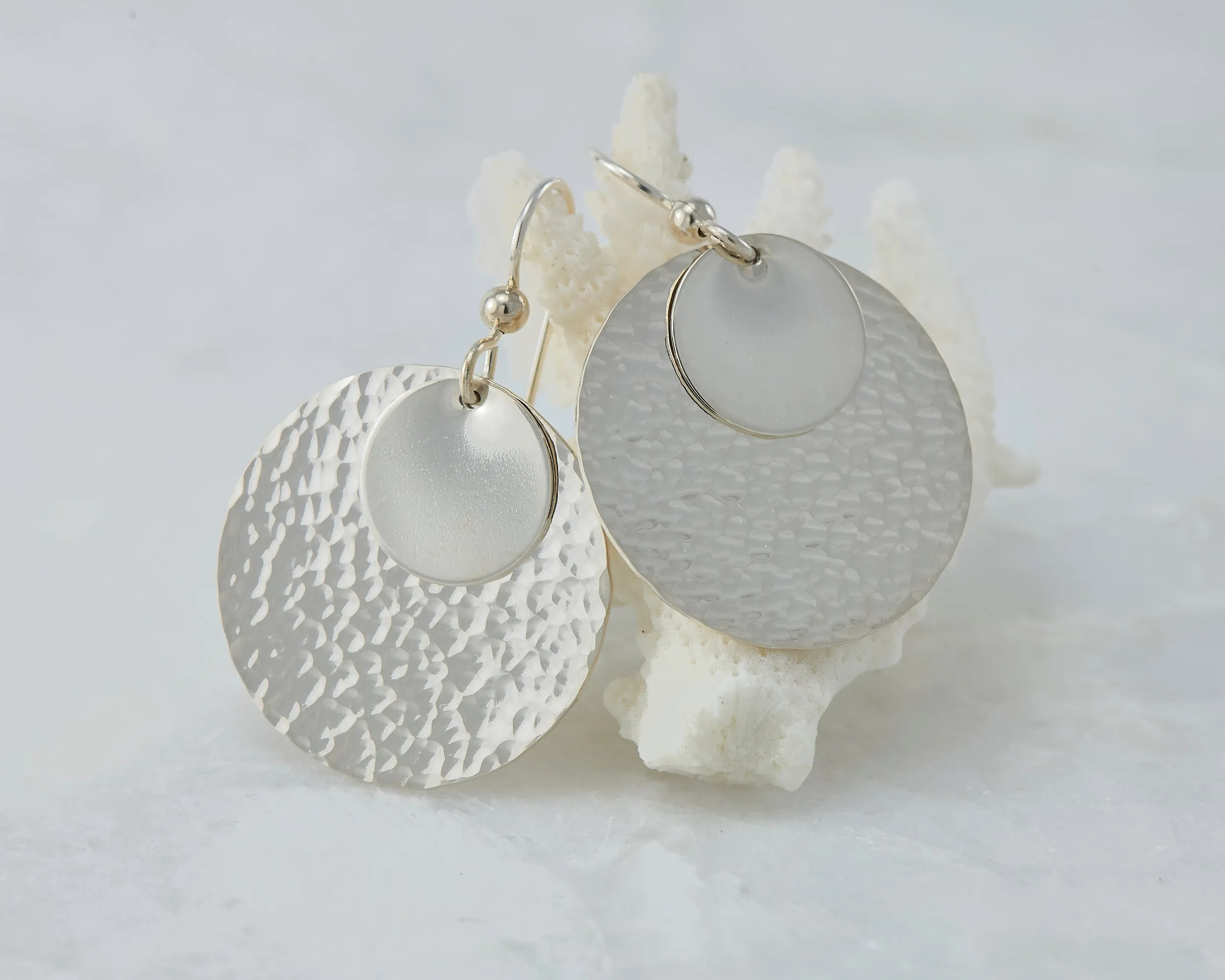 Silver Dangle Discs Earrings