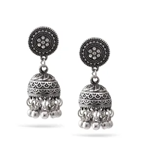 SILVER DOGRA JHUMKA CRYSTAL CHANDELIER EARRINGS #SQ312-710 (MB5)
