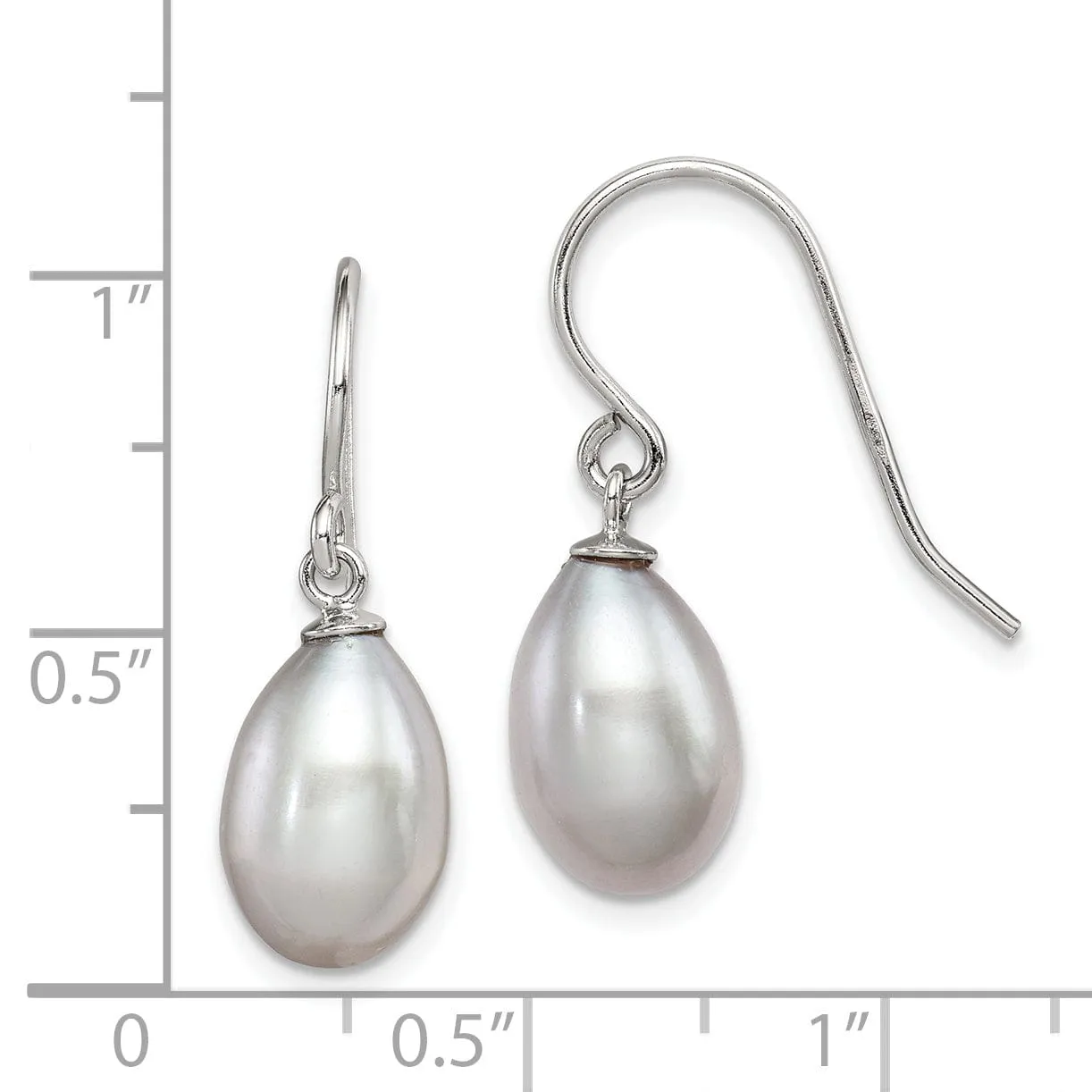Silver Grey Fresh Water Pearl Dangle Earrings