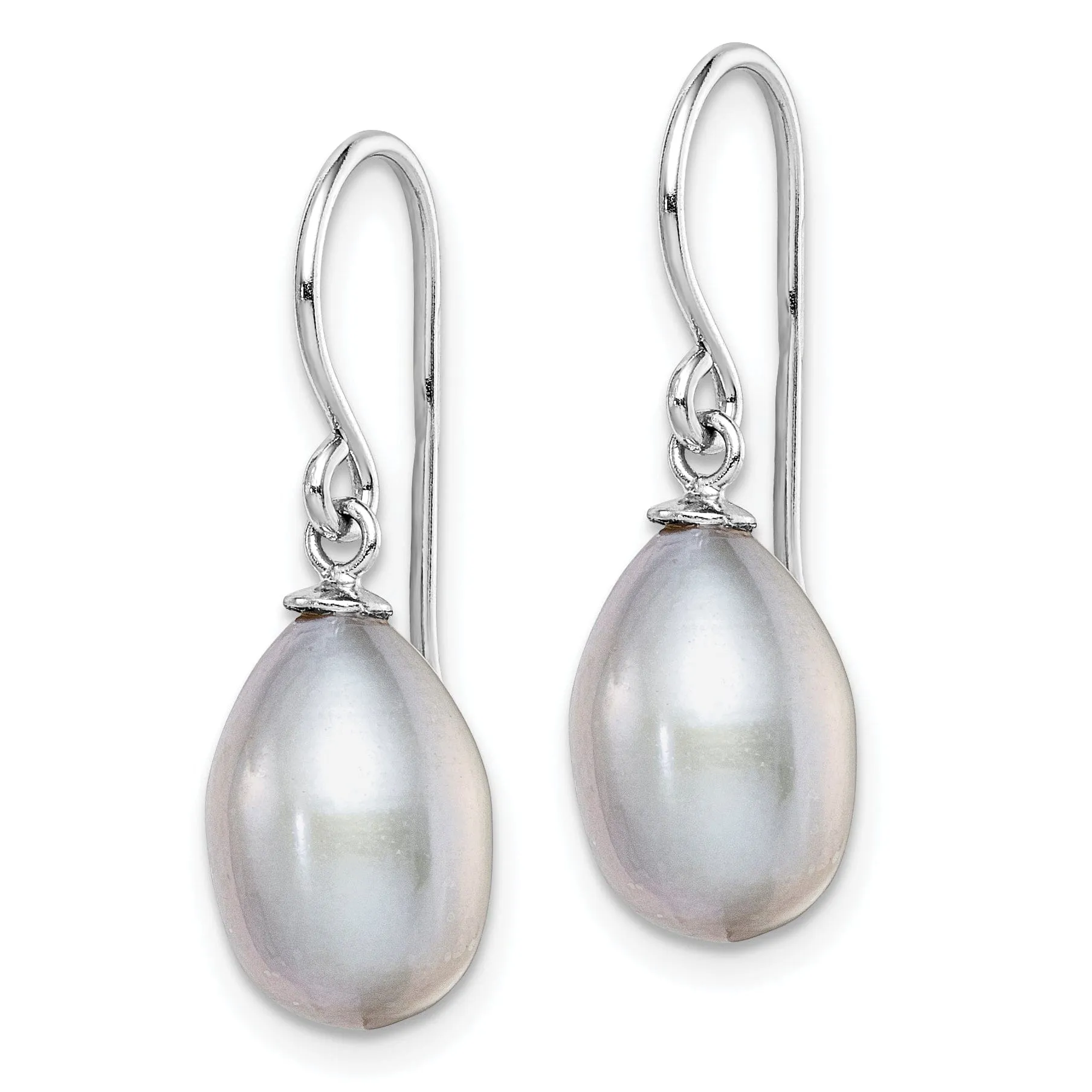 Silver Grey Fresh Water Pearl Dangle Earrings