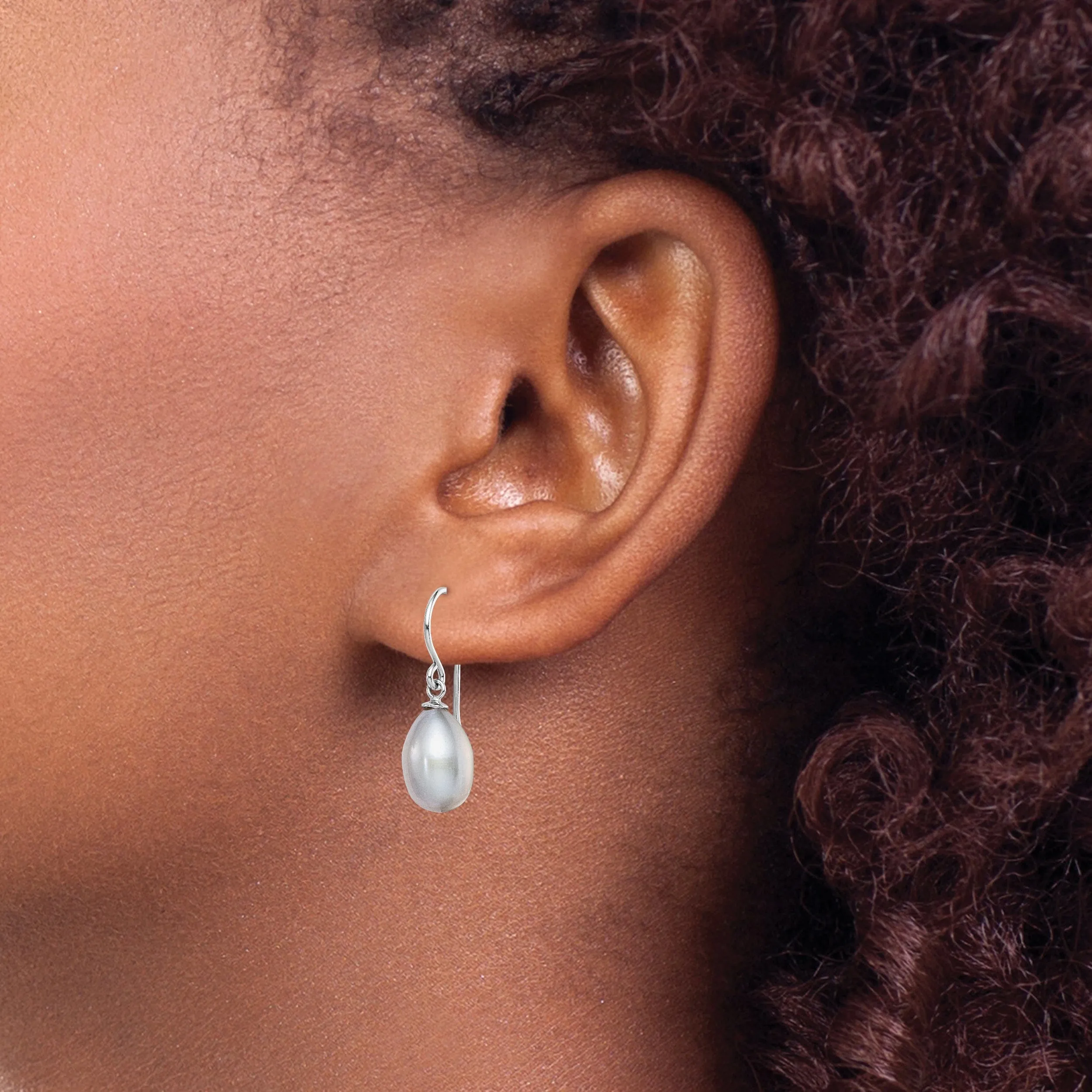 Silver Grey Fresh Water Pearl Dangle Earrings