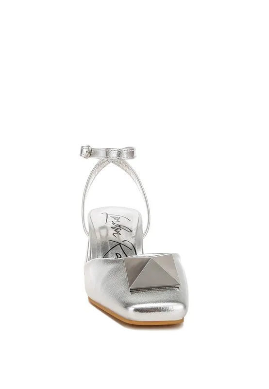Silver Griselda Brooch Detail Ankle Strap Sandals