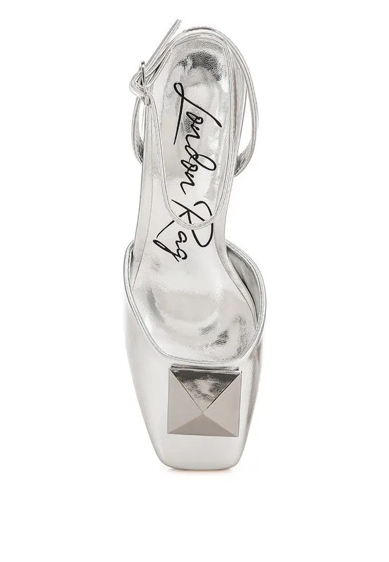 Silver Griselda Brooch Detail Ankle Strap Sandals