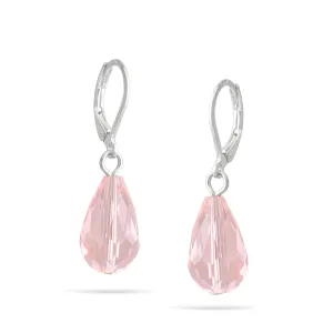 SILVER LIGHT PINK CRYSTAL TEARDROP EARRINGS #FW-E170SP (15FL Exit Door)