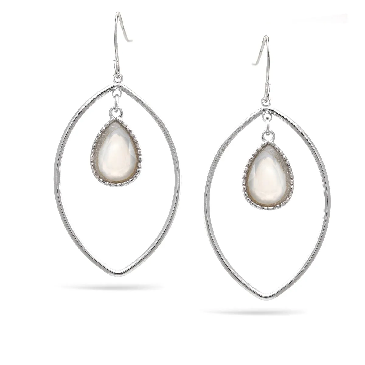 SILVER MOTHER OF PEARL TEARDROP EARRINGS #SWKK-8472IV