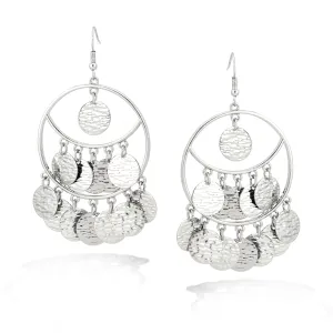 SILVER ROUND DROP  EARRINGS #ADX6800078 (SHAC2)