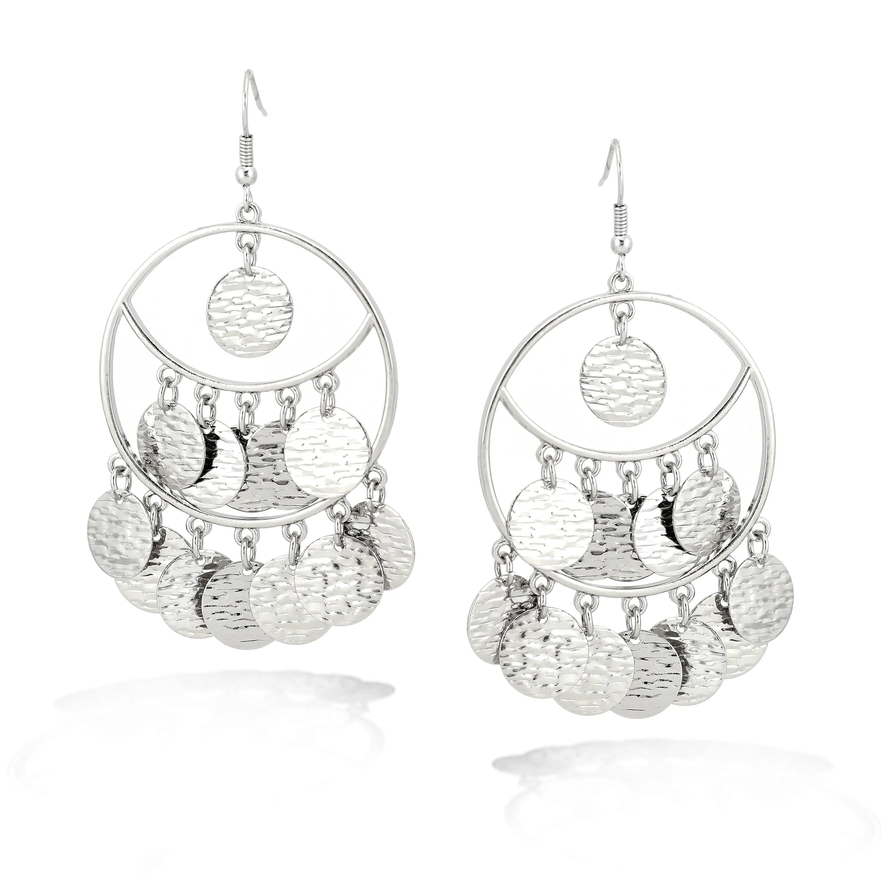 SILVER ROUND DROP  EARRINGS #ADX6800078 (SHAC2)