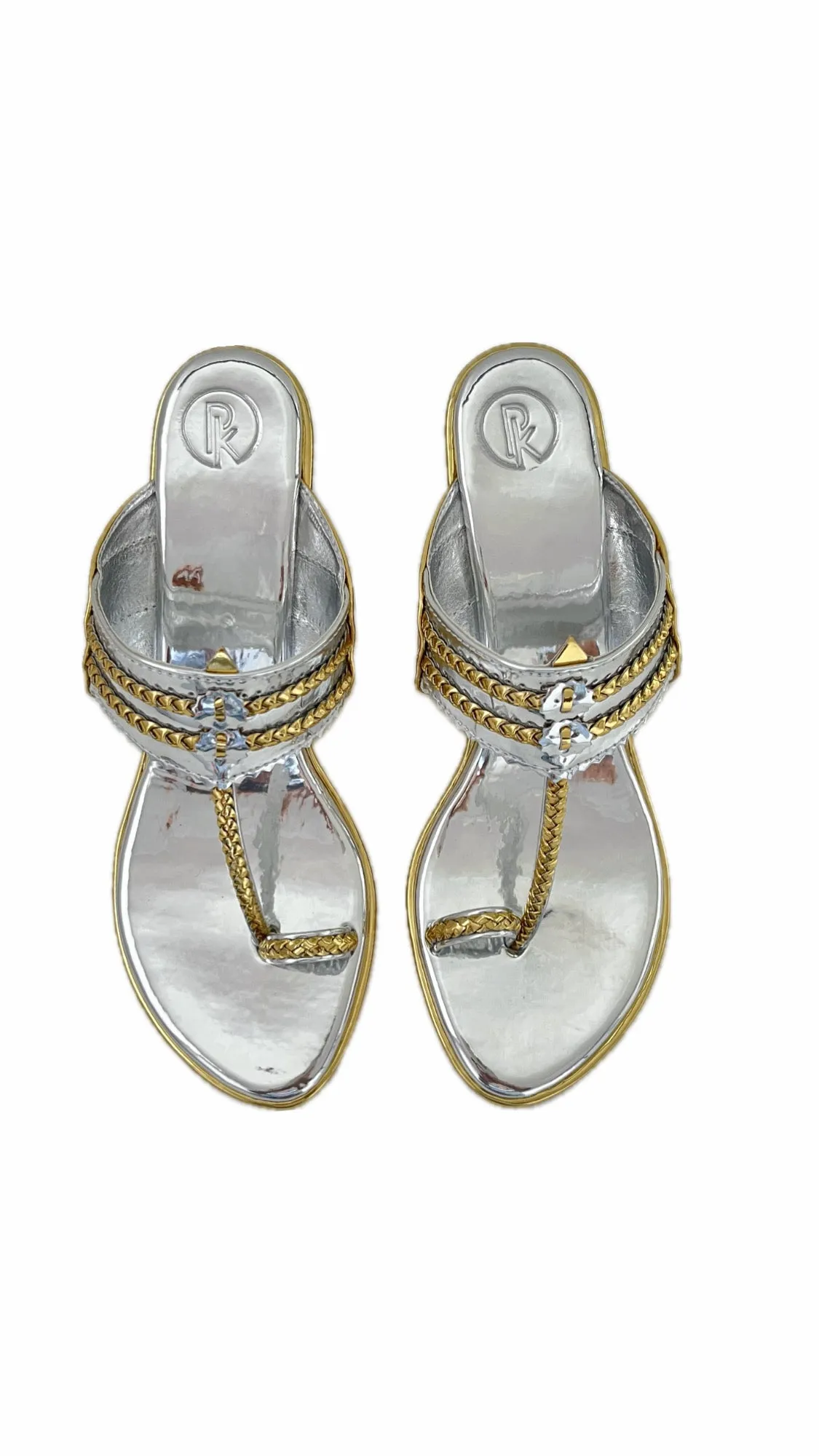 Silver Two Tone Kolhapuri Block Heels